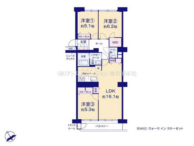 【間取り】 | アトムセレクト 西船橋ハイツ3号棟409号室
