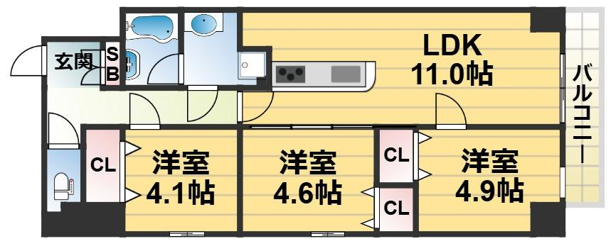 プレサンスＮＥＯ新深江リュミエル の間取り