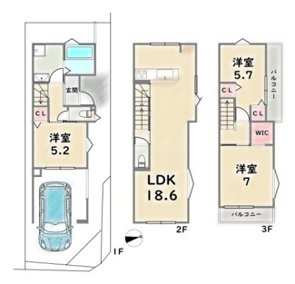 【間取り】 | 右京区山ノ内宮前町 | 《2号地》価格4080万円、土地103.47平米（私道面積約37.62平米含）、建延85.44平米、第R07確認建築PLN奈支0377号
