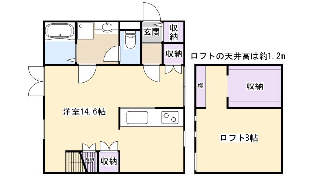 プリマＳＡＫＵＲＡ　壱番館の間取り|ロフト８帖