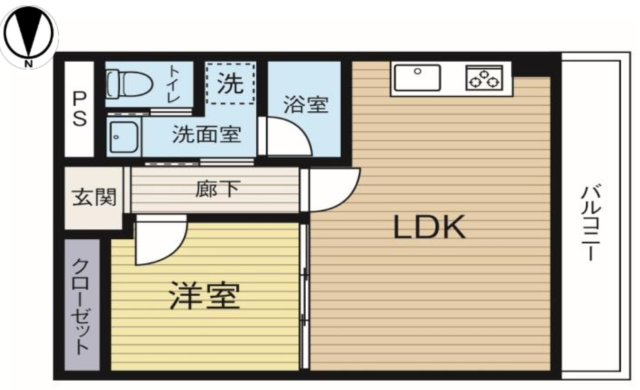 緑橋パインリッチの間取り|中古マンション　1LDK　専有面積：40.15㎡（壁芯）　バルコニー面積：6.60㎡　西向き