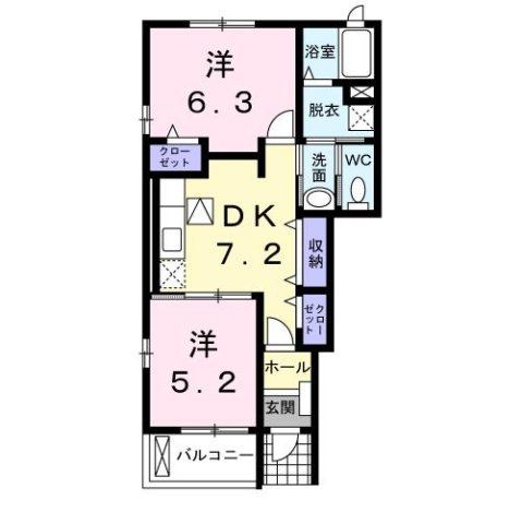 サングリーン錦ヶ丘　Ａ棟の間取り