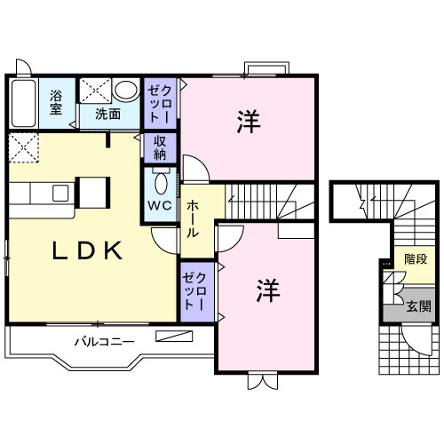 熊本市北区鶴羽田４丁目のアパートの間取り