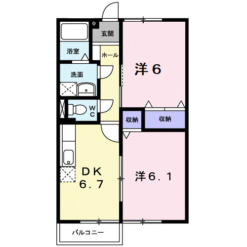 熊本市北区打越町のアパートの間取り