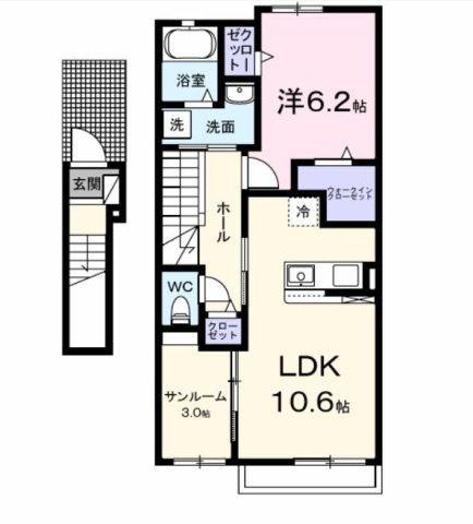 熊本市東区新南部４丁目のアパートの間取り