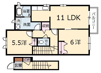 広島市安佐北区落合１丁目のアパートの間取り