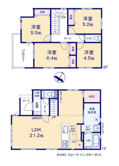 【間取り】 | 春日市白水ケ丘2丁目2期　2号棟（全2棟）【仲介手数料無料・0円】 | 平日、土日祝日もお好きな日時にご見学可能です。お気軽にお問合せ下さい。