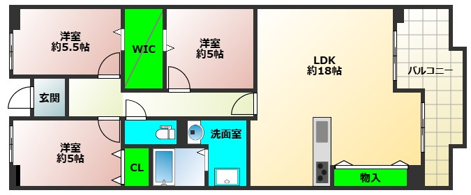 都島リバーシティ22号棟の間取り|■広々としたLDKは魅力的♪
