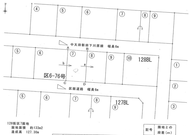 【土地図】 | 中太田新田売地 | 太田地区土地区画整理事業内　128街区7　の土地です