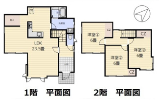 【間取り】 | 西区西野10-9 | LDKはゆったり23.5帖♪回遊動線で使いやすい♪