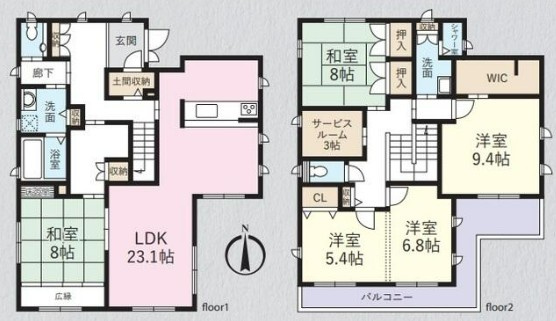 【中古】坂戸市にっさい花みず木リフォーム中古住宅の間取り