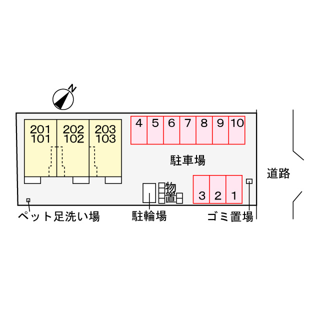 岐阜市芋島４丁目のアパートの駐車場