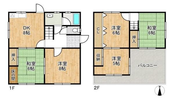 北葛城郡上牧町桜ケ丘１丁目の中古一戸建の間取り
