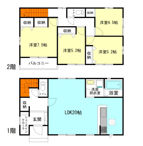 【間取り】 | アーバンスタイル吉岡町大久保1期ー② | 玄関には嬉しいシューズインクローク完備！
水回りを最短距離で結んだラクラク家事同線！