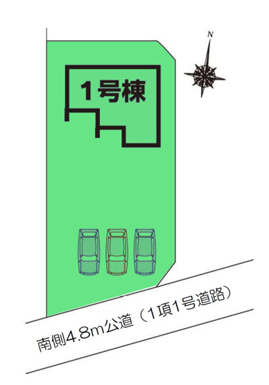 【区画図】 | フォーセール榛東村第3新井ー① | 敷地面積100坪！！カースペースは並列3台以上駐車可能！