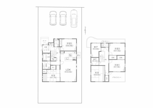 北名古屋市六ツ師町田戸建の間取り