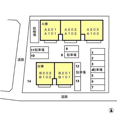 プレミールハイム B棟の区画図