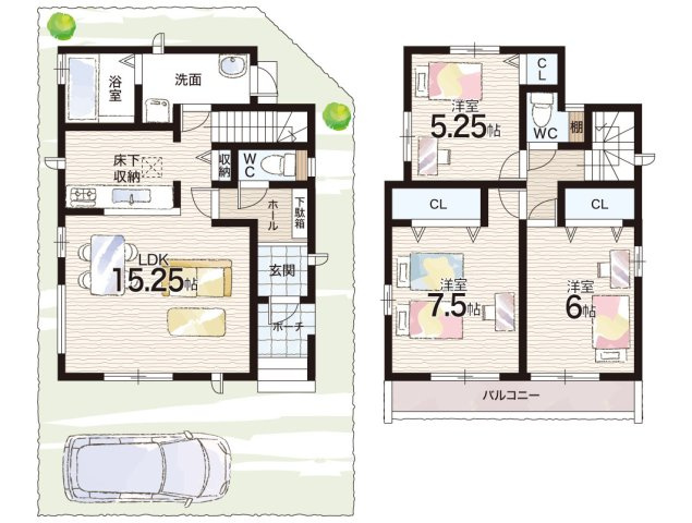 伊丹市昆陽泉町　新築一戸建ての間取り|B号地