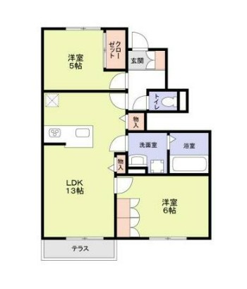 府中市栄町２丁目のアパートの間取り