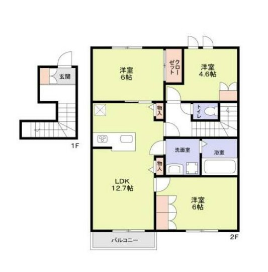 府中市栄町２丁目のアパートの間取り