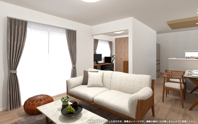 【完成予想図】 | 【LDK　イメージパース】
※画像は設計図面を基に作成したイメージです。