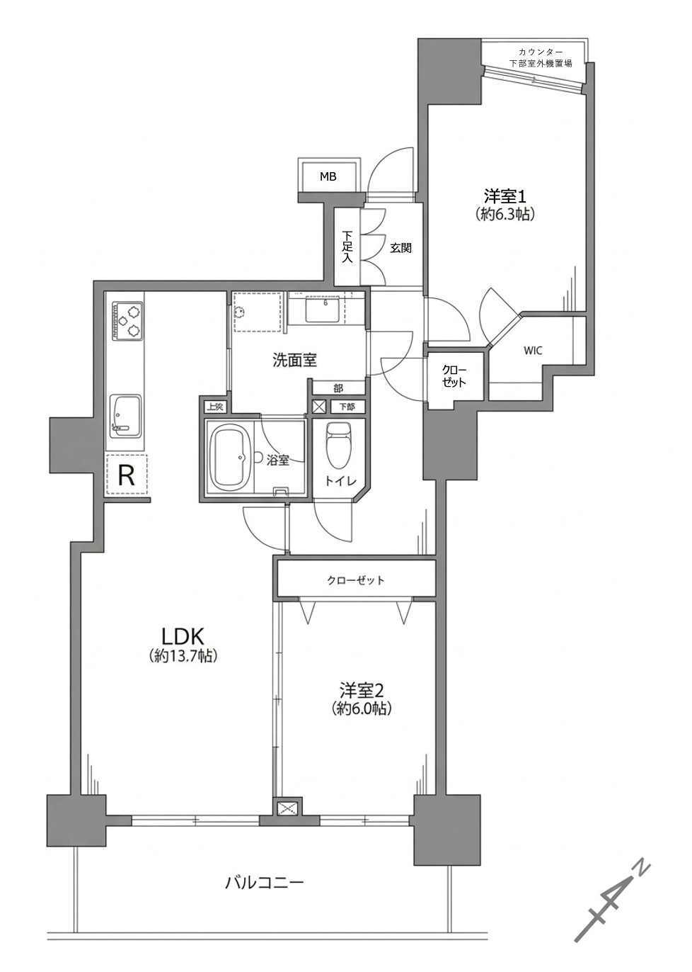 [中古マンション] さいたま市中央区上落合 パークシティ大宮セントラルタワーの間取り
