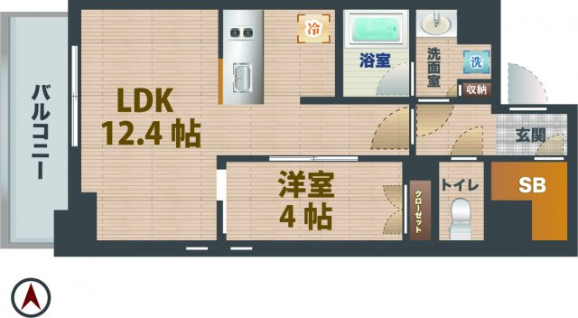 【間取り】 | ウエリスアーバン中野坂上 | 1LDKのお部屋です。