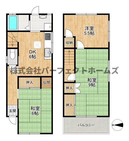 長尾家具町1丁目戸建　賃貸の間取り