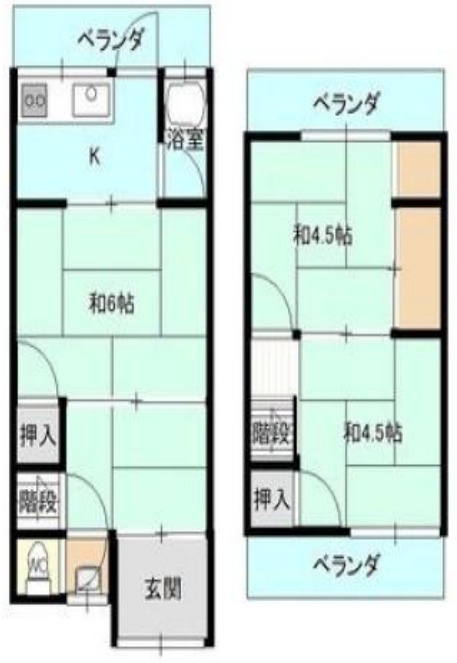利回り12％！高見の里駅徒歩8分・月4.2万円で賃貸中テラスの間取り