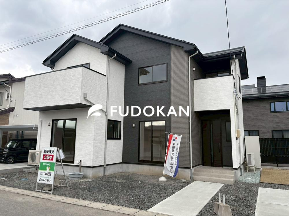 東根市羽入東【新築建売】の外観|1号棟現地外観写真。ご予約受付中！