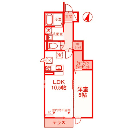藤沢市辻堂元町２丁目のアパートの間取り|洗面台とトイレが別の空間になります♪