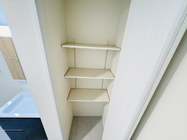 八ケ崎６丁目新築戸建【八ヶ崎小学校:6分】の脱衣所|脱衣所収納スペース