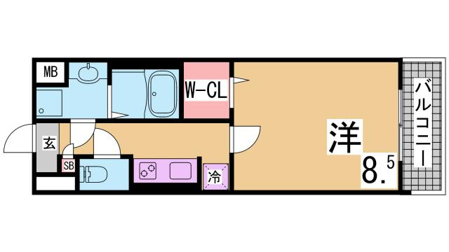 神戸市長田区苅藻通１丁目の賃貸マンションの間取り