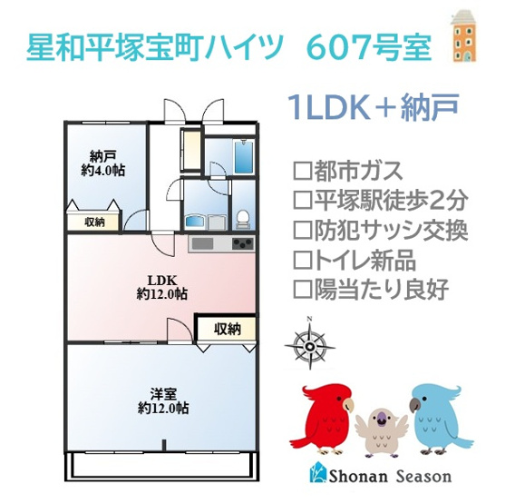 【間取り】 | ご夫婦や子育て世代にもピッタリな1SLDK◎
収納付きの納戸は、客間や寝室・お子さまもプレイルームと多目的に使えます！