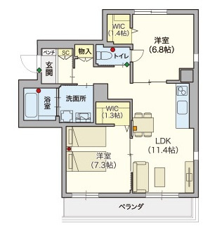 （シニア限定）パティオメープルの間取り|シニアに優しい充実した設備