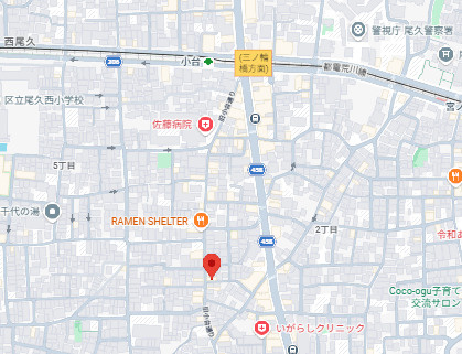 荒川区西尾久２丁目の店舗事務所の地図