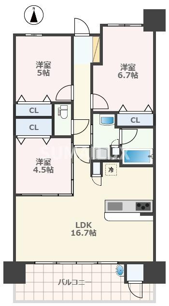 サンメゾン水前寺公園ゲートの間取り