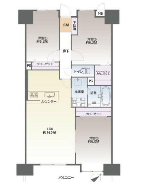 【間取り】 | クローバーマンション周船寺・壱番館☆仲介手数料無料☆