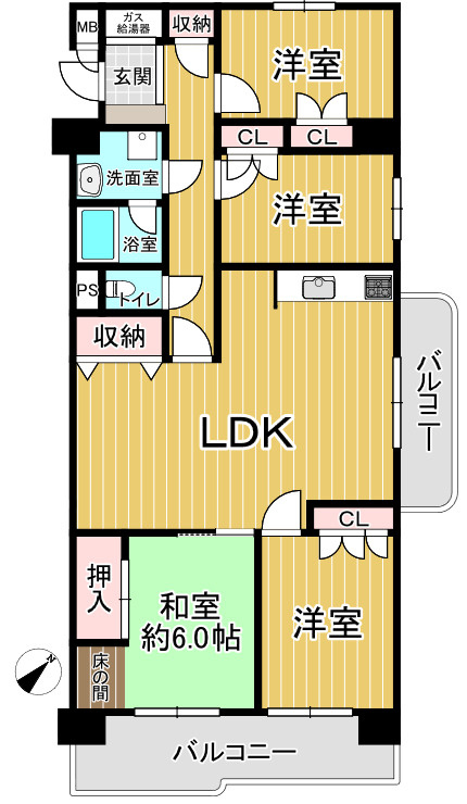 星和豊田町コーポラスの間取り