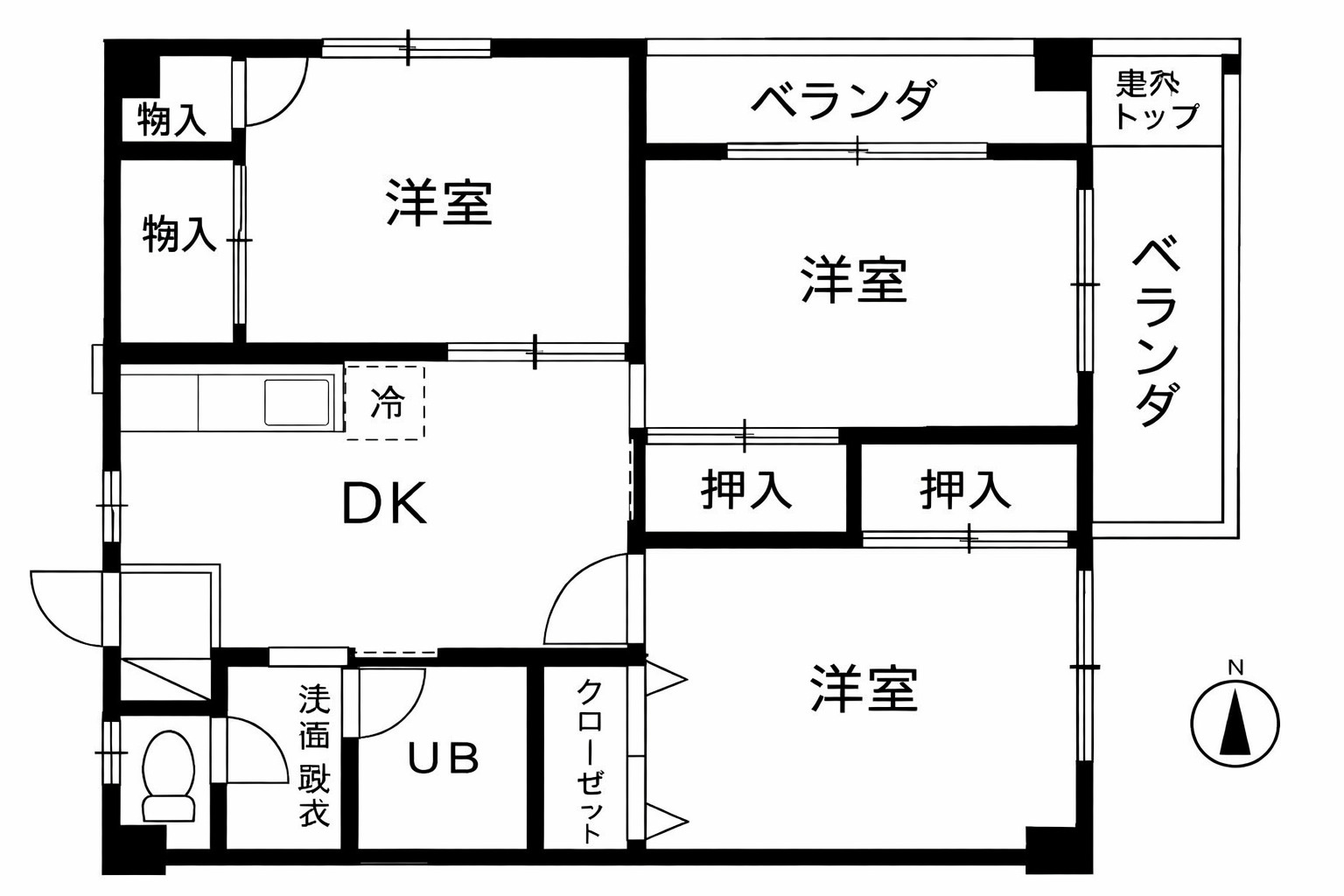 東京都江戸川区南葛西1棟収益売りマンション【サンライズ南葛西】　「満室稼働予定」「全戸３DK」「葛西臨海公園徒歩18分」の間取り