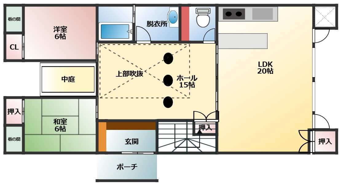 米子市錦海町2丁目　中古住宅の間取り|1F間取図