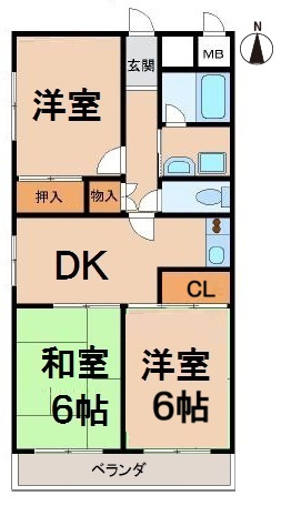 寿ゞやマンション小牧の間取り|南西角部屋。南面に和室&洋室