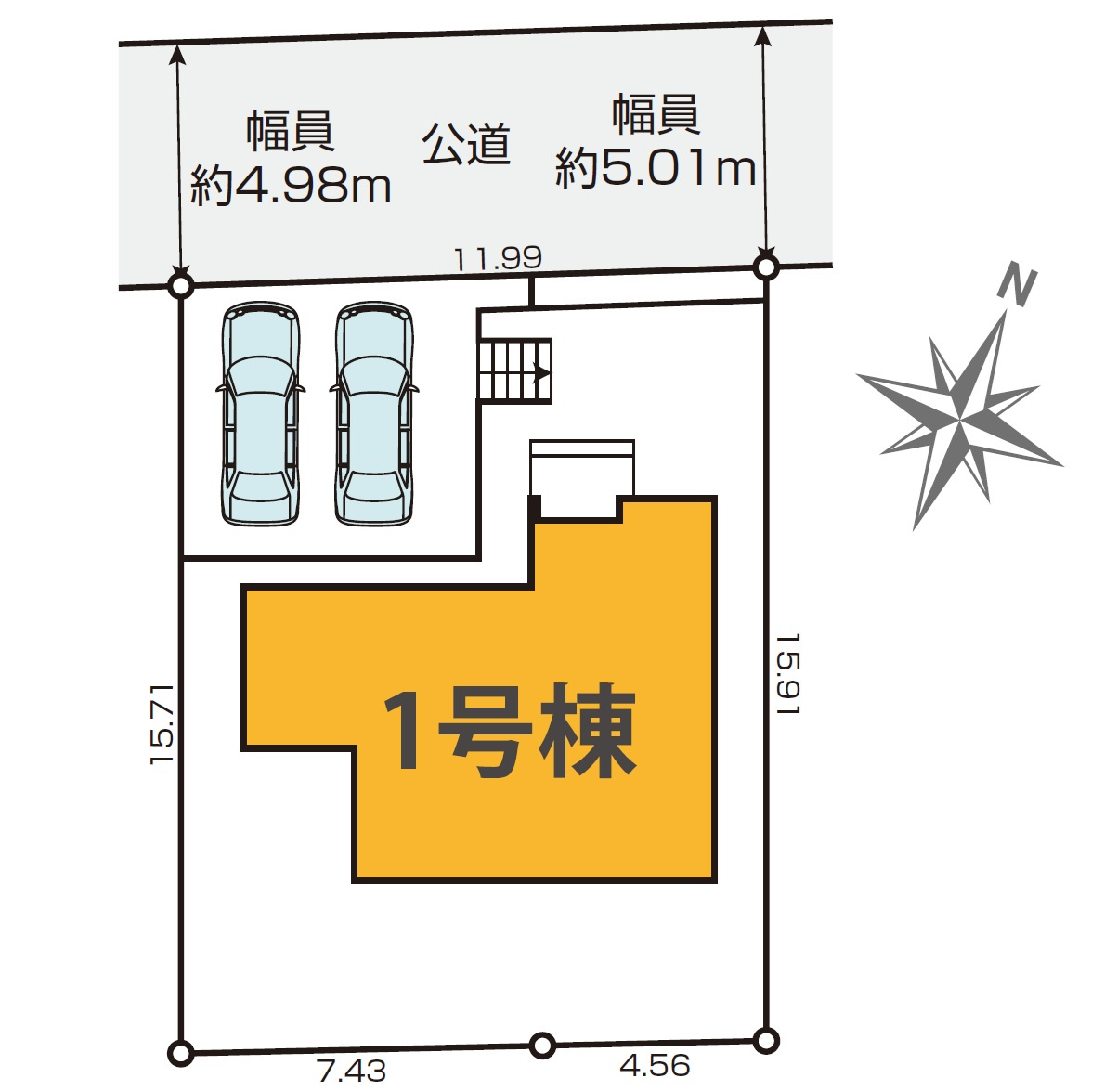 所沢市下富・全1棟　新築一戸建　～1部屋増やせる～の区画図|カースペース並列2台。
