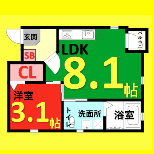 ディアマンテ八田　名古屋市賃貸　仲介手数料無料の間取り