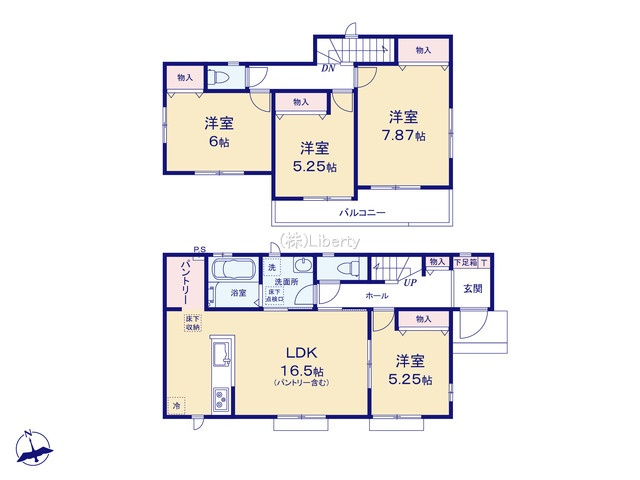 土浦市下高津3丁目　新築戸建　A号棟の間取り