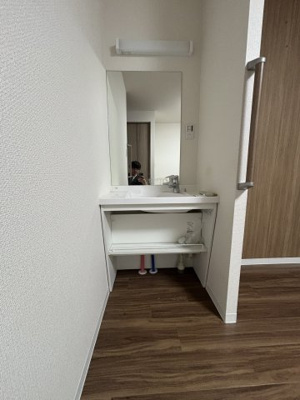 【独立洗面台】 | 中古テラス 松原市南新町1 | 独立洗面台、小物を置くことができて便利です