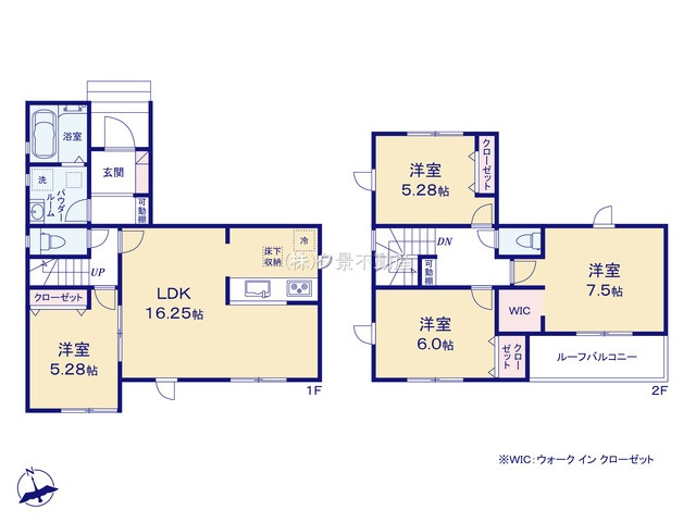 《仲介手数料無料》宮代町学園台２丁目14-18新築一戸建てリナージュの間取り