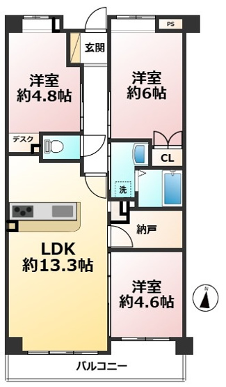 【間取り】 | 西新防塁パーク・マンション