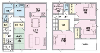 【間取り】 | 新築　新潟市江南区日水第1  4号 | 3LDK＋S＋畳コーナーの間取り、駐車スペース台2可です('ω')ノ