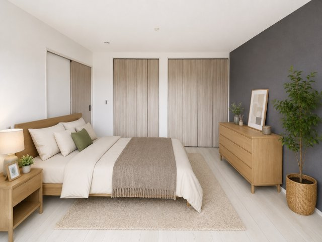 橿原市第1新賀町　全1棟の寝室|洋室7帖（画像の家具はAIによって作成したものです）
